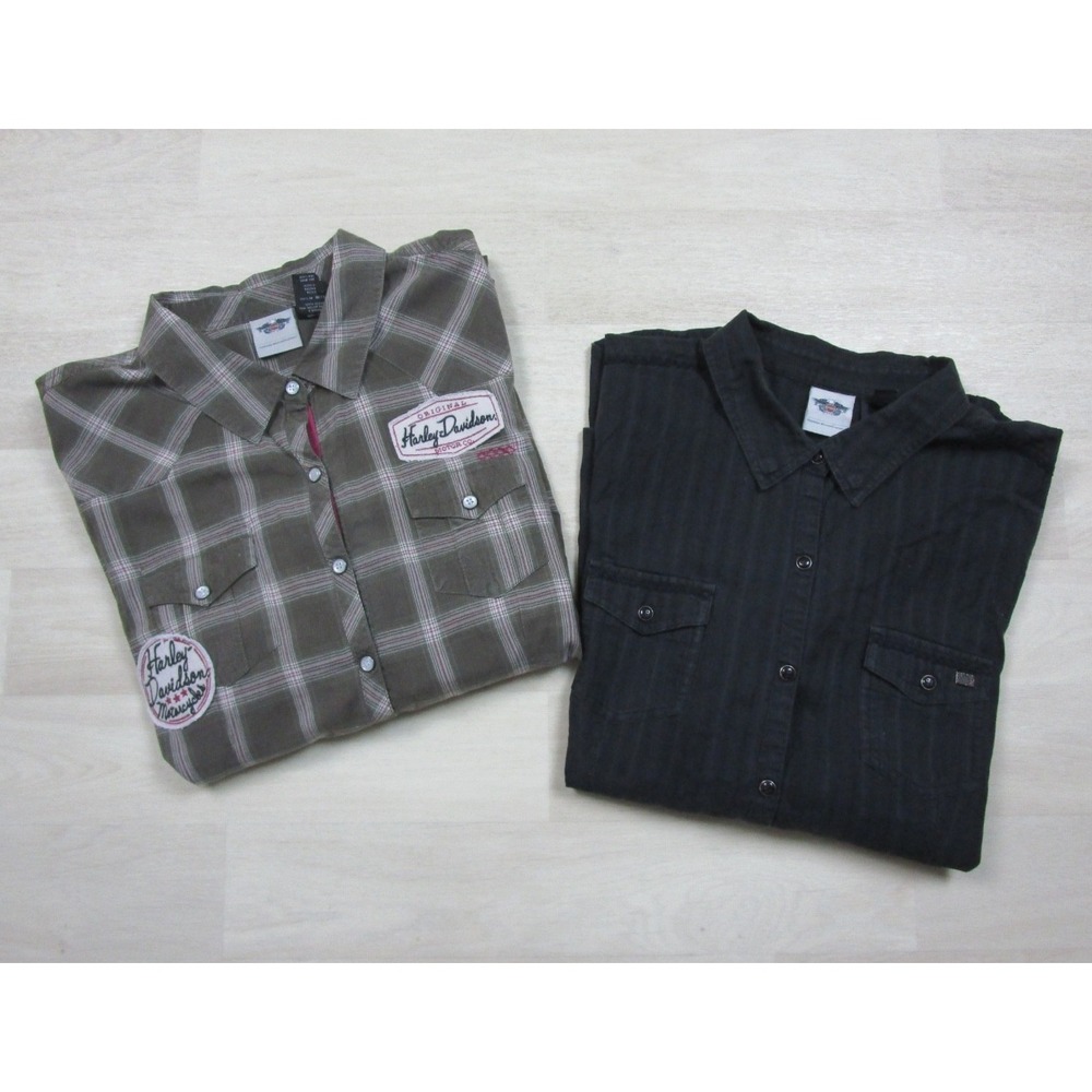 Harley Davidson Motorcycles Button Up Shirt Top Women's Plus (2W) Biker Lot of 2